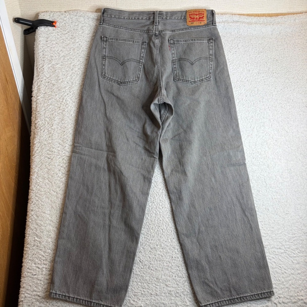 Levis 578 Baggy Jeans Mens 36x34 (36x31) Grey Wide Leg Relaxed Fit Denim Pants